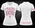 Front and back mockup of the white DA.DREAM PRAISE GOD tee with pink-and-silver artwork.